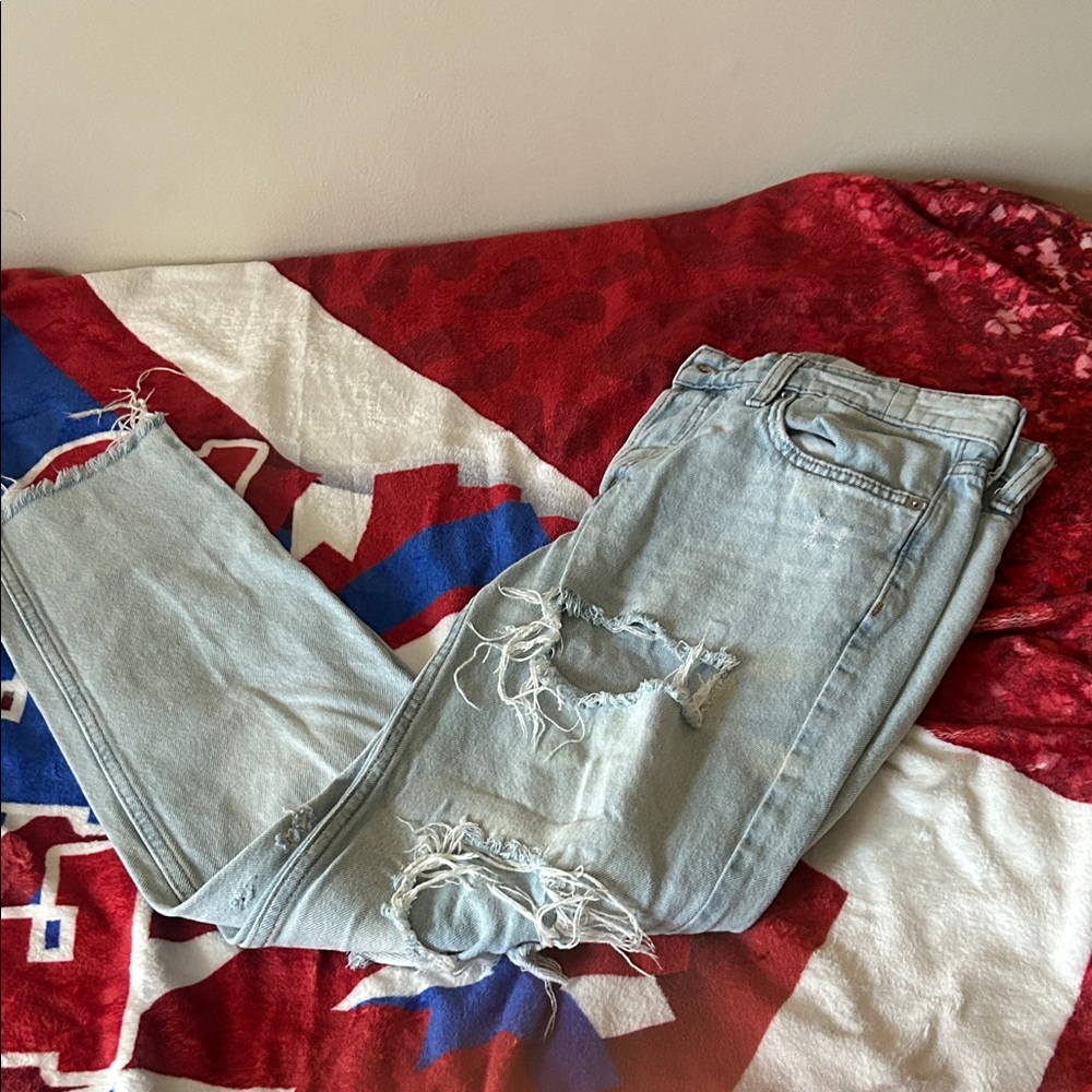 H&M Light Blue Distressed Boyfriend Jeans